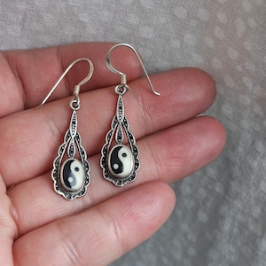 Vintage 925er Silber Ohrringe im Yin & Yang Stil
