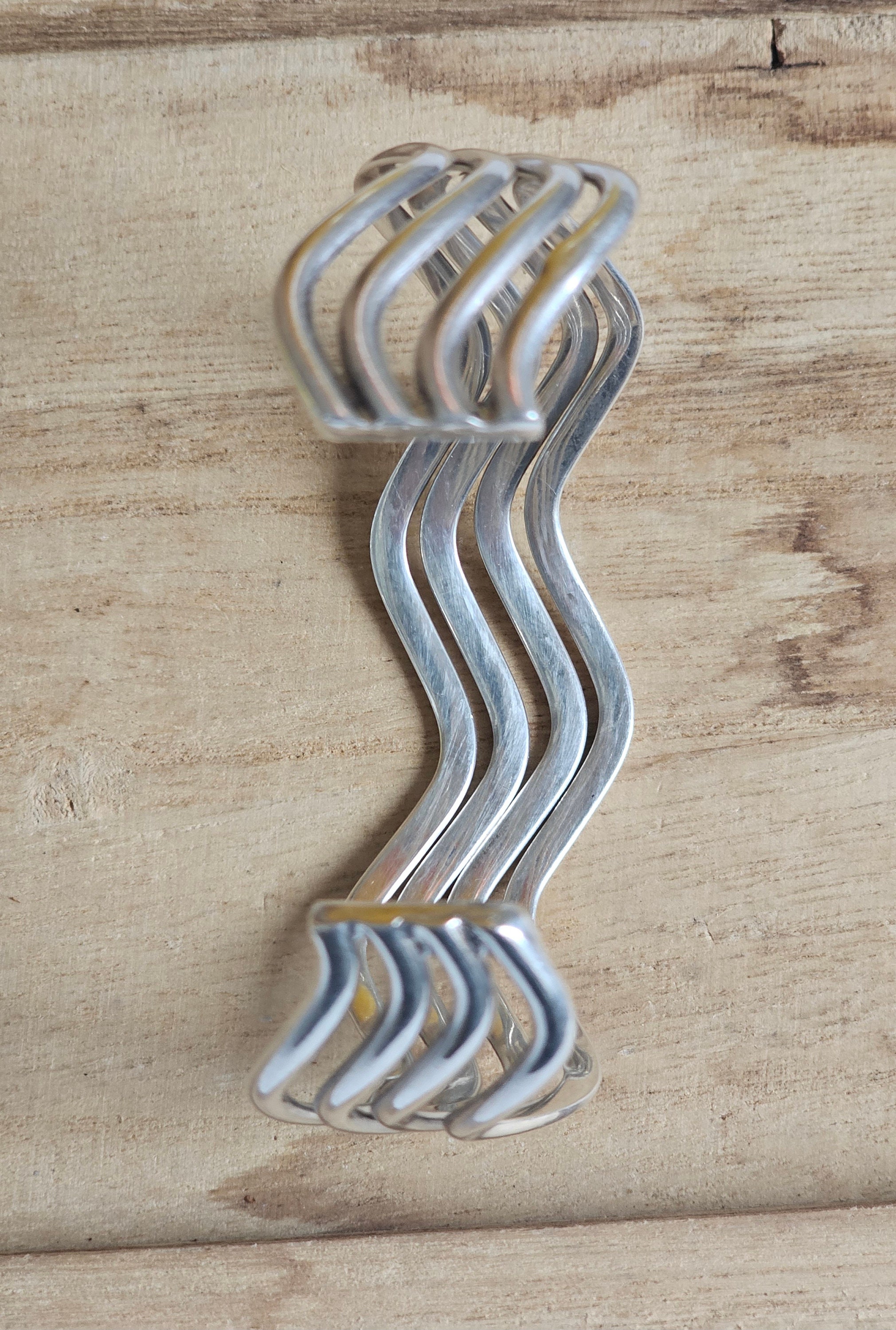 Vintage Silver Wavey Cuff Bracelet - Etsy
