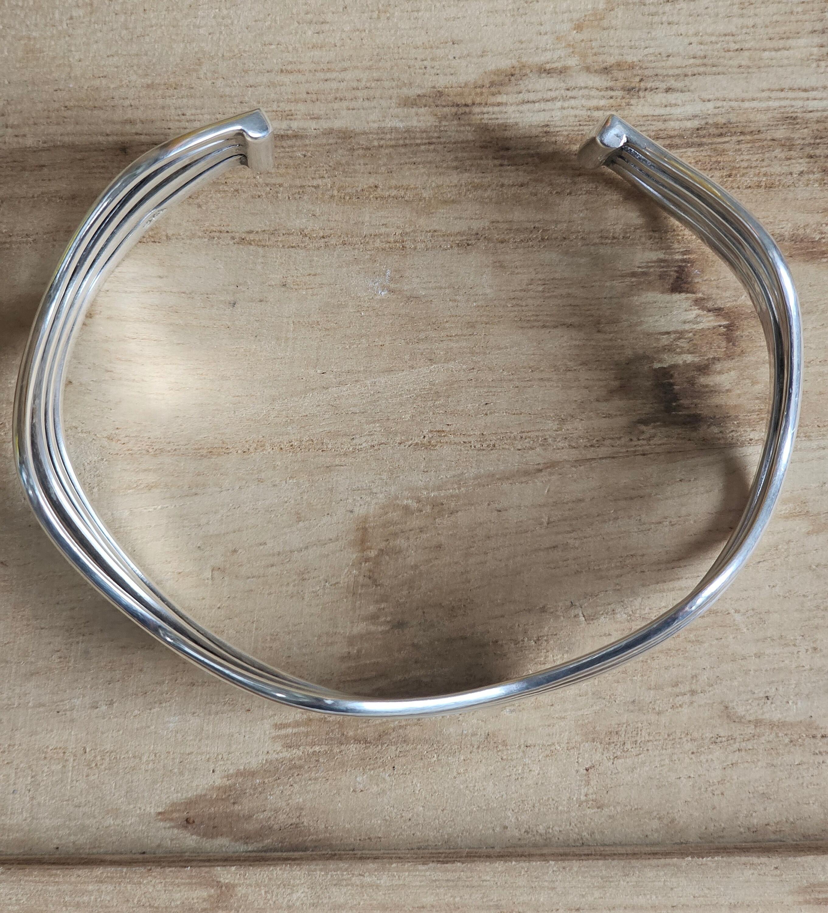 Unique Wavy Vintage Sterling Silver Cuff Bracelet FREE