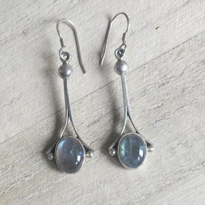vintage labradorite earrings sterling silver