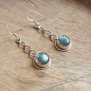 vintage sterling silver labradorite earrings