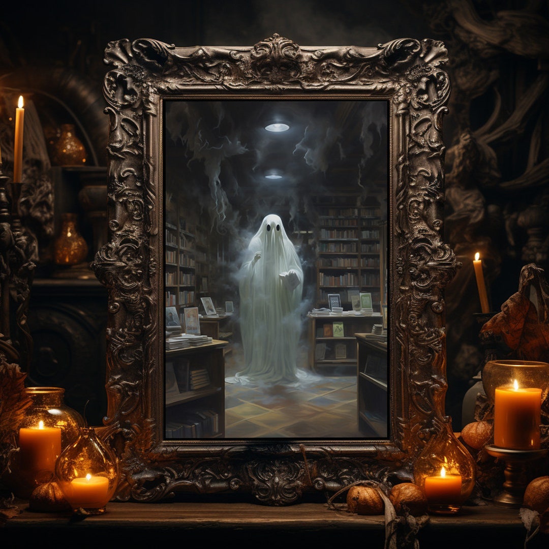 Ghost Bookstore Vintage Gothic Painting ART POSTER PRINT Wall - Etsy