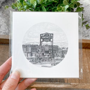 Johnson City TN Ink and Pencil Prints  5x5" Handmade In Tennessee