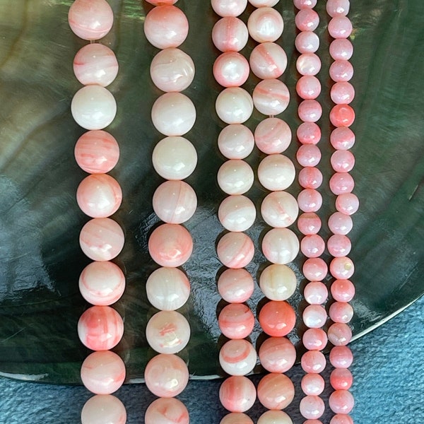 Pink Mother of Pearl Beads, Dyed Smooth Round Shell Beads, Tiny Size 3mm, 16" full strand, E167