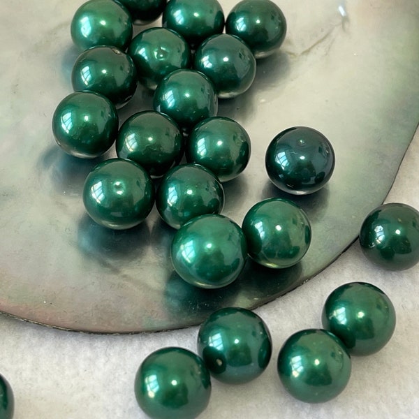 9-13mm Green Round  Pearl, Colored Edison Pearls, Green Loose Pearls, Genuine Edison Pearls, Big Pearl, Large Pearl, E030