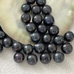 8-12mm Black Round Edison Pearl, Colored Edison Pearls, Black Loose Pearls, Genuine Edison Pearls, Big Pearl, Large Pearl E027