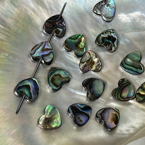 10 pcs Abalone Heart Beads, Paua Shell Heart Shape Beads, DIY Jewelry, Findings, E149