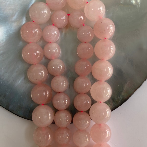 Natural Untreated Rose Buartz beads,Genuine Undyed Pink Quartz Beads, Round Loose Beads Full Strand, E297