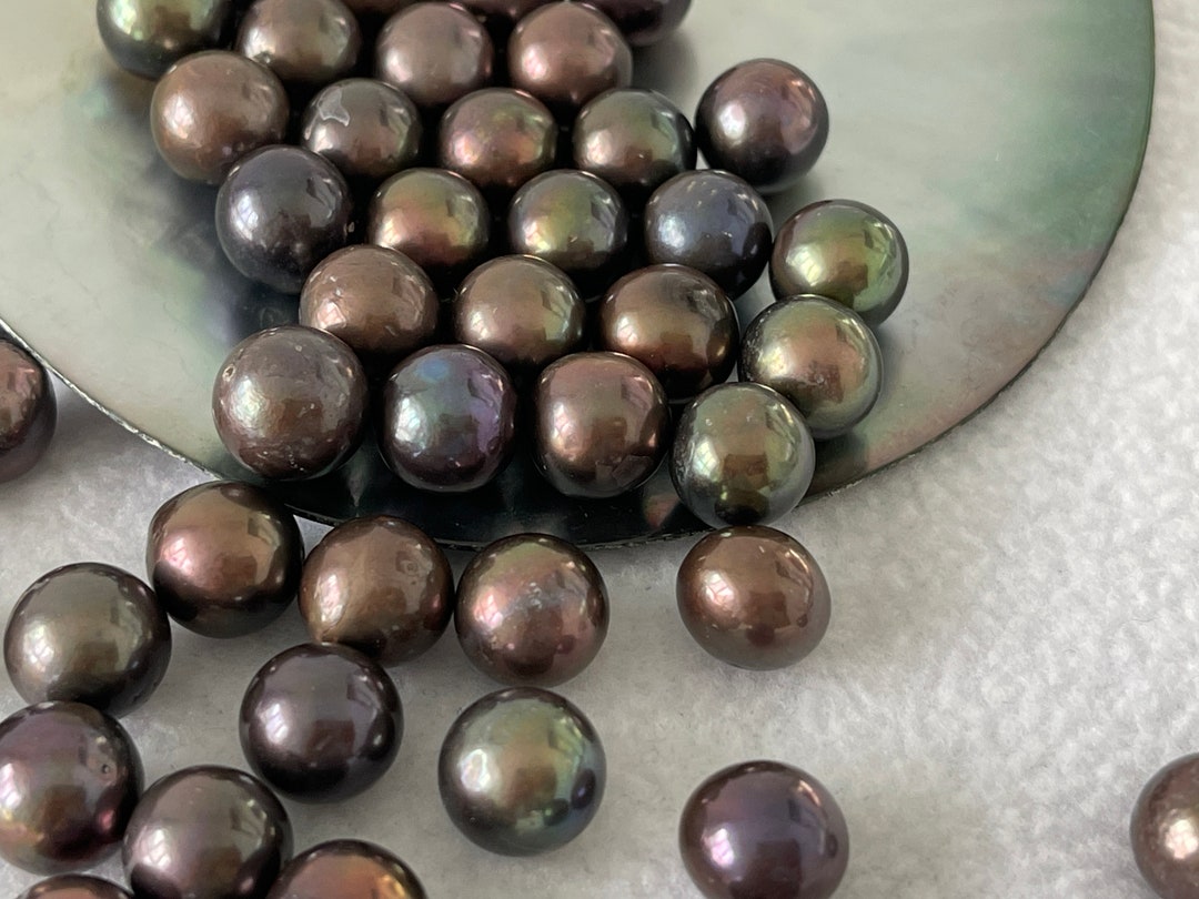 8-13mm Chocolate Round Pearl, Colored Edison Pearls, Chocolate Loose ...