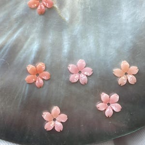 2 pcs Hand Carved Natural Pink Queen Shell Cherry Blossom 8mm Beads, E623