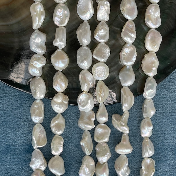 Perles perlées baroques 7-8 mm, perles nacrées de forme irrégulière, brins complets de perles keshi 38 cm, E128