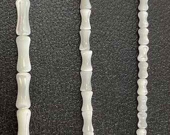 Mother of Pearl Bamboo Beads, AAA Grade, 16 Inch Strand, E368