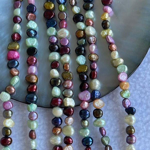 4-5mm Potato multicolor pearls, Loose irregular mixed color nugget loose freshwater pearls, Baroque Pearl, full strand  15inch/38cm, E125