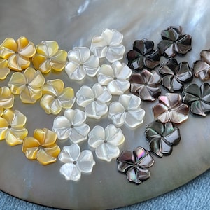 5 pcs Carved Natural Mother Of Pearl Hibiscus Beads, MOP Plumeria Beads, Hawaii Flower Charm Earrings Tropical Island Style, E216