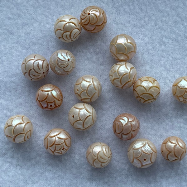 Hand Carved Mermaid Scale Freshwater Edison Pearls, Pearl Flowers for DIY Earrings, Necklaces, Pendants and Bracelets, E005