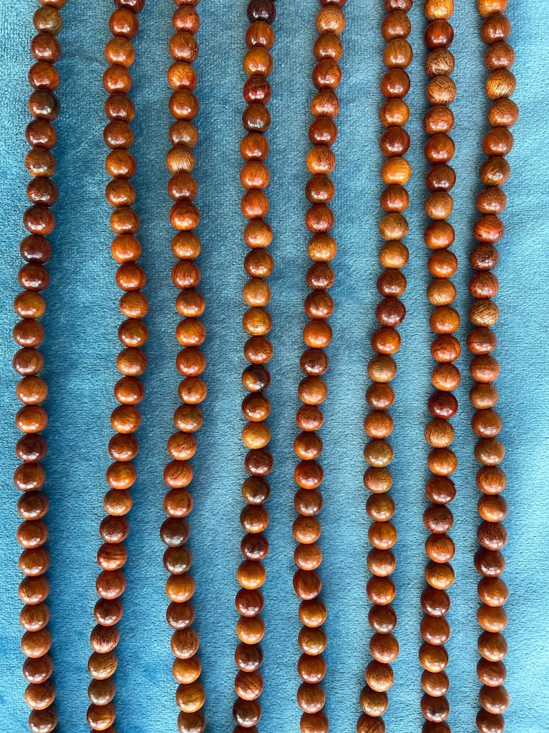Natural Sandal Wood Beads, Smells Nice 4mm 6mm 8mm 10mm 12mm Round Wooden Beads 15.5” or 40cm Full Strand, US tariffs included, E009 image 2