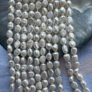 AAA 4.5-5mm Tiny White Baroque  Nugget Freshwater Pearls,  Irregular Rice Nugget Freshwater Pearl Full Strand, E071