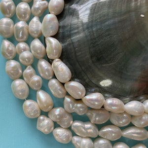 9-11mm Baroque Nugget Pearl Beads, Irregular Shape Pearl Beads,Nugget Pearls, Rice/Oval Pearl Full Strand 14inch/36CM,E308