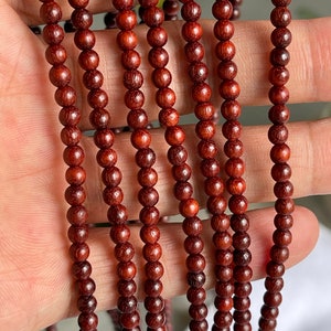 4mm Natural Sandal Wood Beads, Smells Nice 4mm Round Wooden Beads 15.5” or 40cm Full Strand, E108