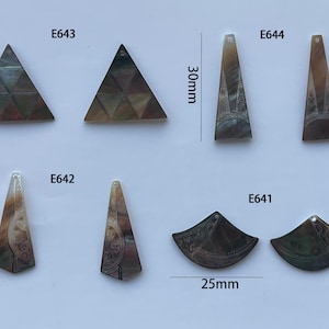 1 Pair Hand Carved Mother Of Pearl Beads. E641M