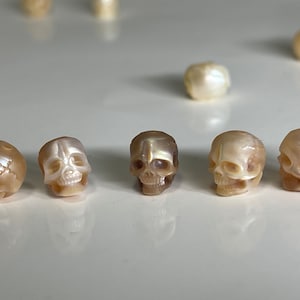 Hand Carved Freshwater Pearl Skull Beads For DIY Earrings, Necklaces, Pendants and Bracelets, E261