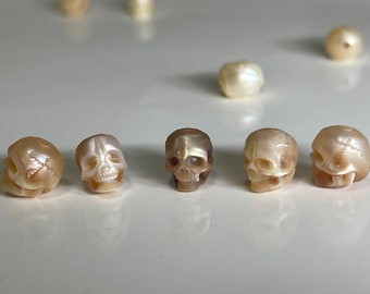 Hand Carved Freshwater Pearl Skull Beads For DIY Earrings, Necklaces, Pendants and Bracelets, E261