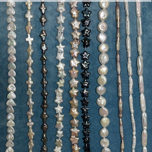 Irregular Pearls, Heart Pearls, Cross Pearls, Star Pearls, Button Pearls, Stick Pearls, 15inch/38cm  full strand, E147M