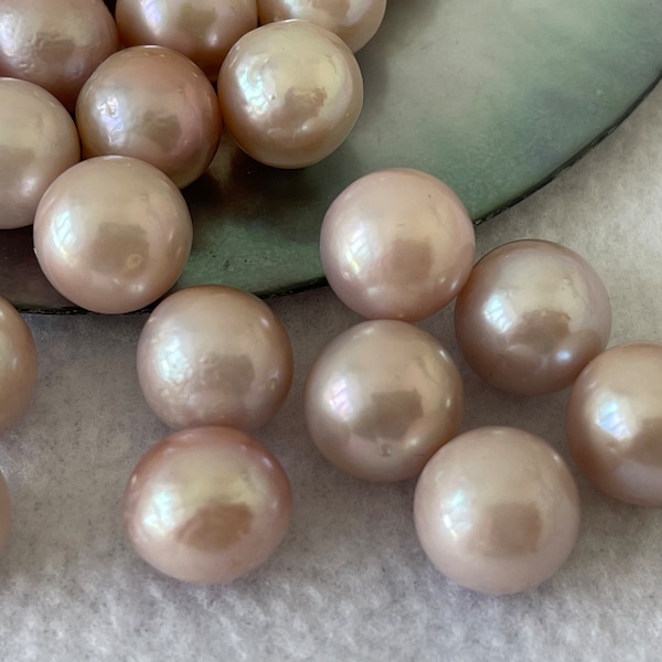 9-12mm+ Natural Pink/peach Round Edison Pearl, Pearls, Fresh Water Pearls, Loose Pearls, Pink Edison Pearls. E016