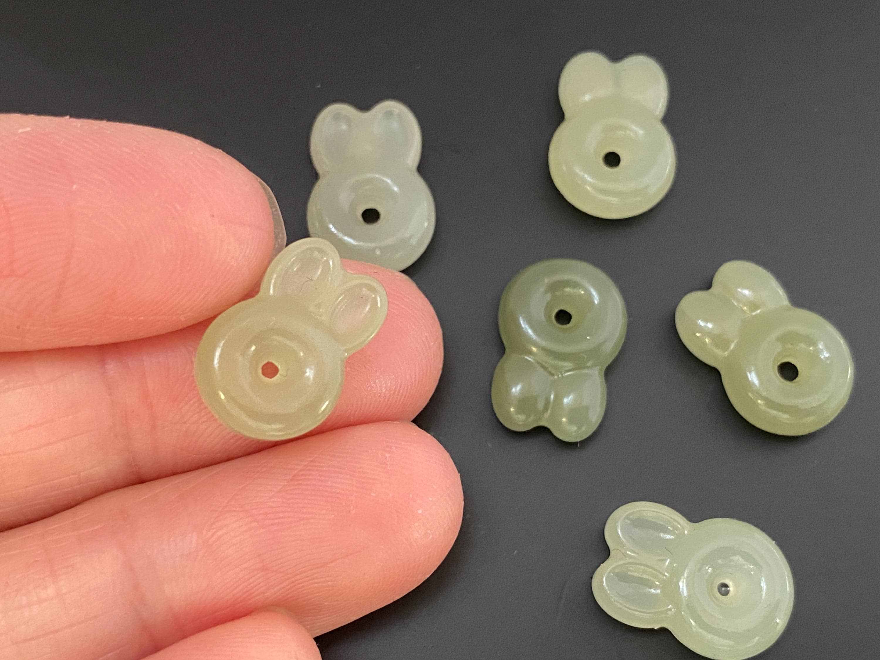 Pendentif Jade Naturel Vert Lapin Chanceux - Argent Et Pierre Fine