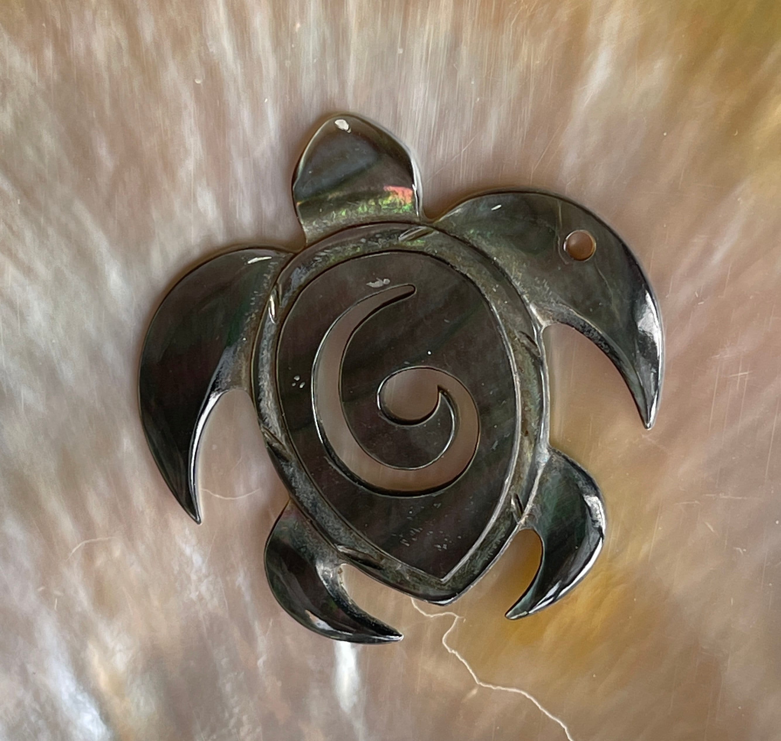 Hawaïen Bijoux 925K Argent Sterling Tortue Avec Doublé Coque Pendentif SP26601