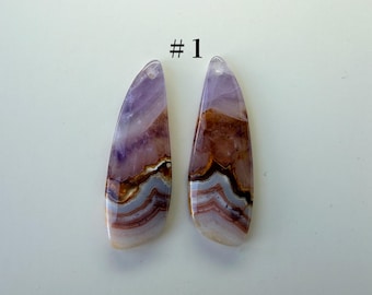 1 Pair Hand Polished Natural Agate  Pendant, E730