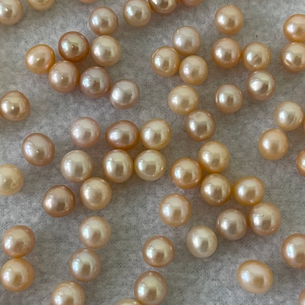 AA 6-7mm  7-8mm Natural Near Round Pink Peach Fresh Water Pearl For Earrings, Necklace, Bracelet, Pendants, Jewelry Making, E021