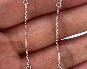 Ganci per orecchini in argento sterling con catena lunga, forniture per gioielli, E503