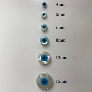 10pcs Mother Of Pearl Coin Evil Eye Beads, MOP Evil Eye Round Cabochon For Handmade Jewelry, E342