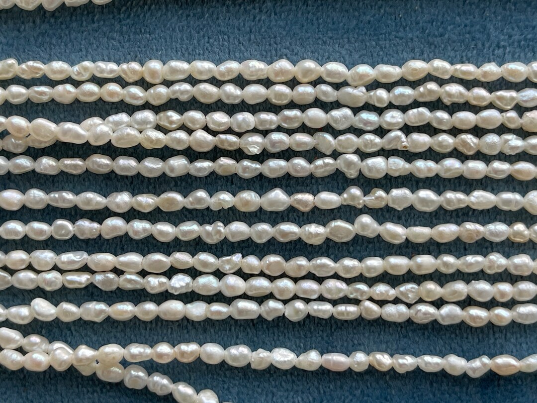 Tiny Rice Freshwater Pearls, Baroque Seed Pearl Strand, E056-E128 - Etsy