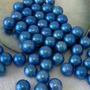 9-13mm Blue Round  Pearl, Colored Edison Pearls, Blue Loose Pearls, Genuine Edison Pearls, Big Pearl, Large Pearl E032