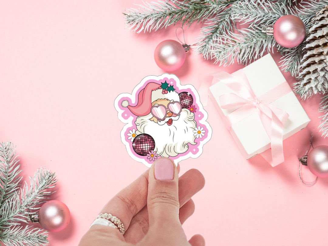 Sticker Gift Ideas Disco Santa Sticker, Groovy Santa, Retro Christmas Stickers, Kindle ...