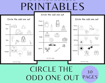 Circle the odd one out worksheet, Pre-K, Kindergarten, Early Years, Primary, digital, educational, printable