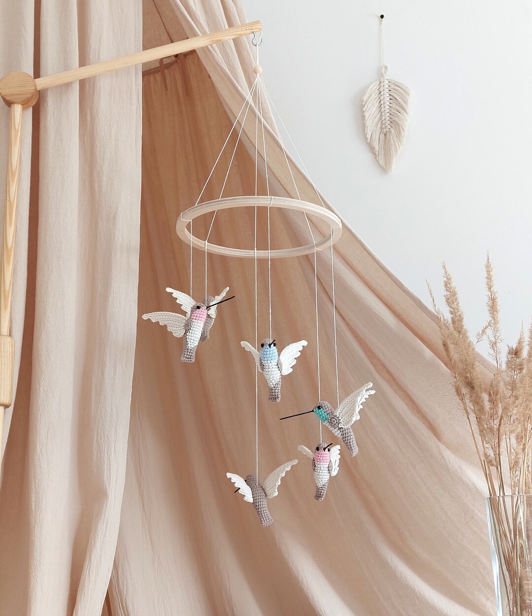 Hummingbird Mobile Bird Nursery Mobile Animal Baby Mobile Etsy