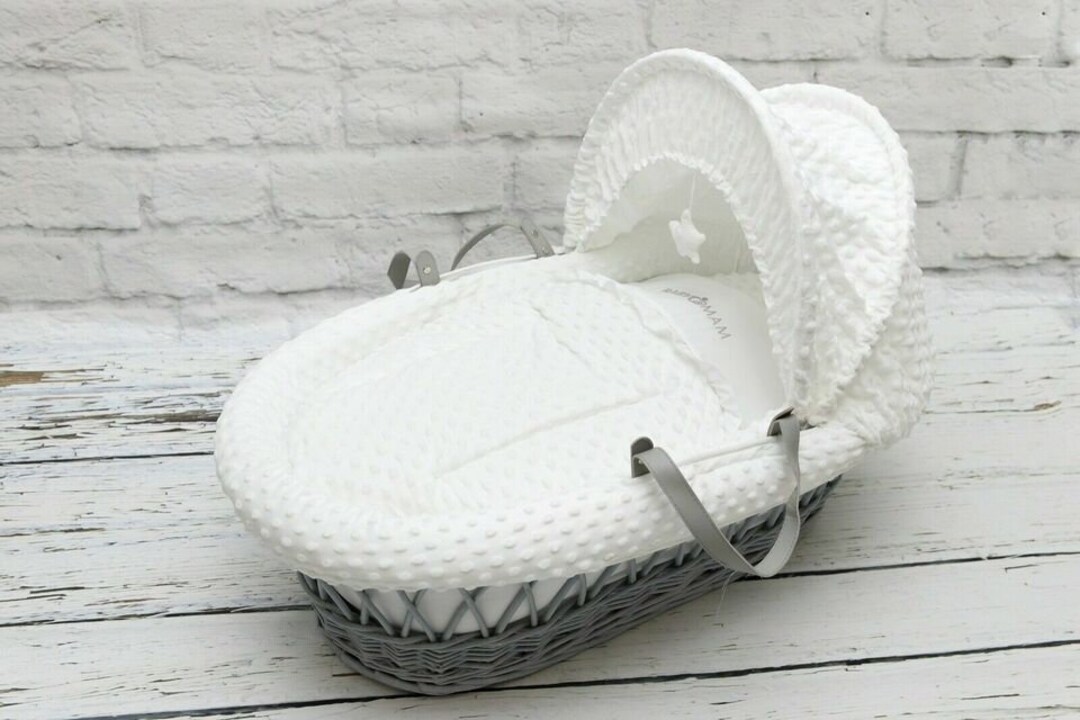 3 Piece Bedding Set Moses Basket Baby Nursery White Dimple Etsy UK