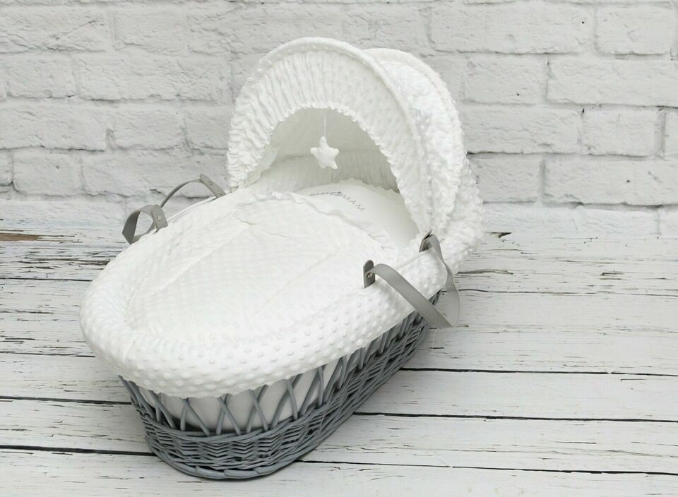 3 Piece Bedding Set Moses Basket Baby Nursery White Dimple Etsy UK