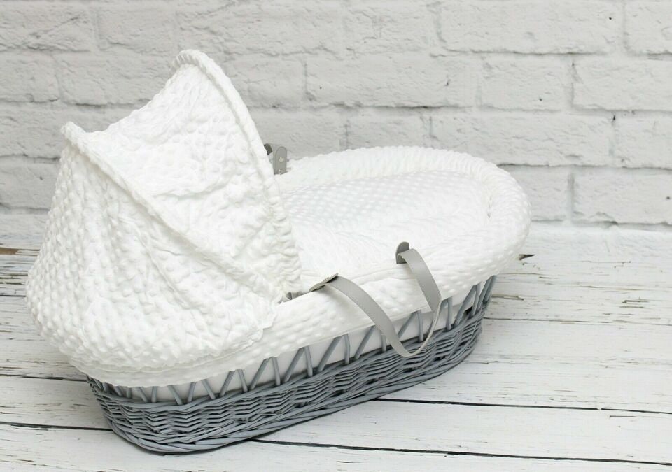 3 Piece Bedding Set Moses Basket Baby Nursery White Dimple Etsy UK