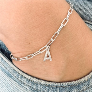 Initial bracelet, personalised gift, sterling silver jewellery, gift for her, bridesmaid gift, Mother’s Day present