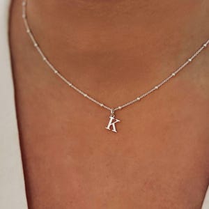 Collar con letra inicial, plata de ley, joyería personalizada, cumpleaños, cadena de bolas, cadena de eslabones, regalo de dama de honor - COLLAR CON INICIAL