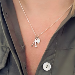 Collar con letra inicial, plata de ley, joyería personalizada, cumpleaños, cadena de bolas, cadena de eslabones, regalo de dama de honor