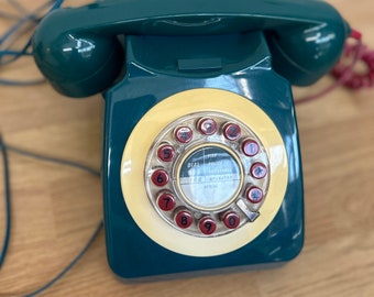 Vintage groen/blauwe telefoon
