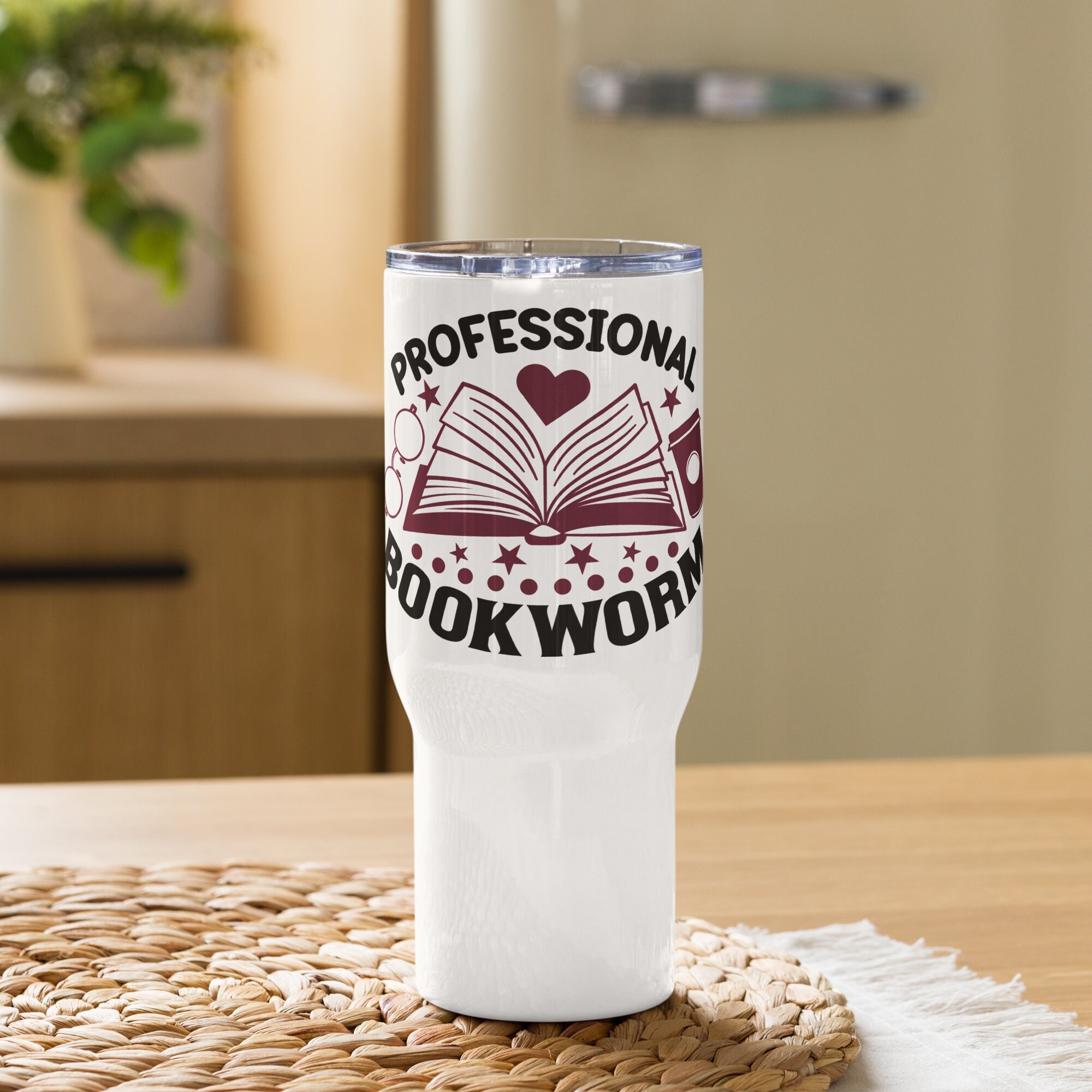 Professional Bookworm Stainless Steel Travel Mug with Handle