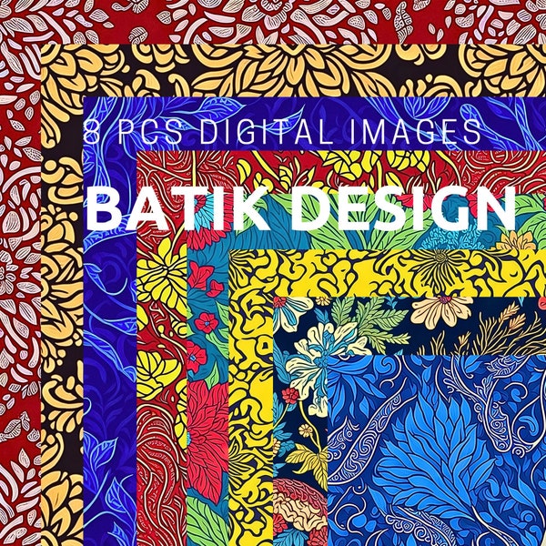 8 Beautiful Batik Digital Paper, Batik Pattern, Digital Scrapbook paper, paper craft, texture, AI generated, Decorative paper, wall art