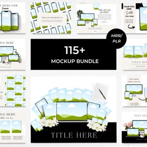 MRR/PLR Mockup Bundle, 115+ Templates, Online Course Mockup, Planner Mockup, eBook Mockup, PLR Digital Products, Bonus Faceless Reels