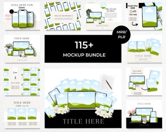 MRR/PLR Mockup Bundle, 115+ Templates, Online Course Mockup, Planner Mockup, eBook Mockup, PLR Digital Products, Bonus Faceless Reels